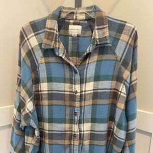 American Eagle Oversized Super Soft Plaid Button Up Flannel Shirt - Size L